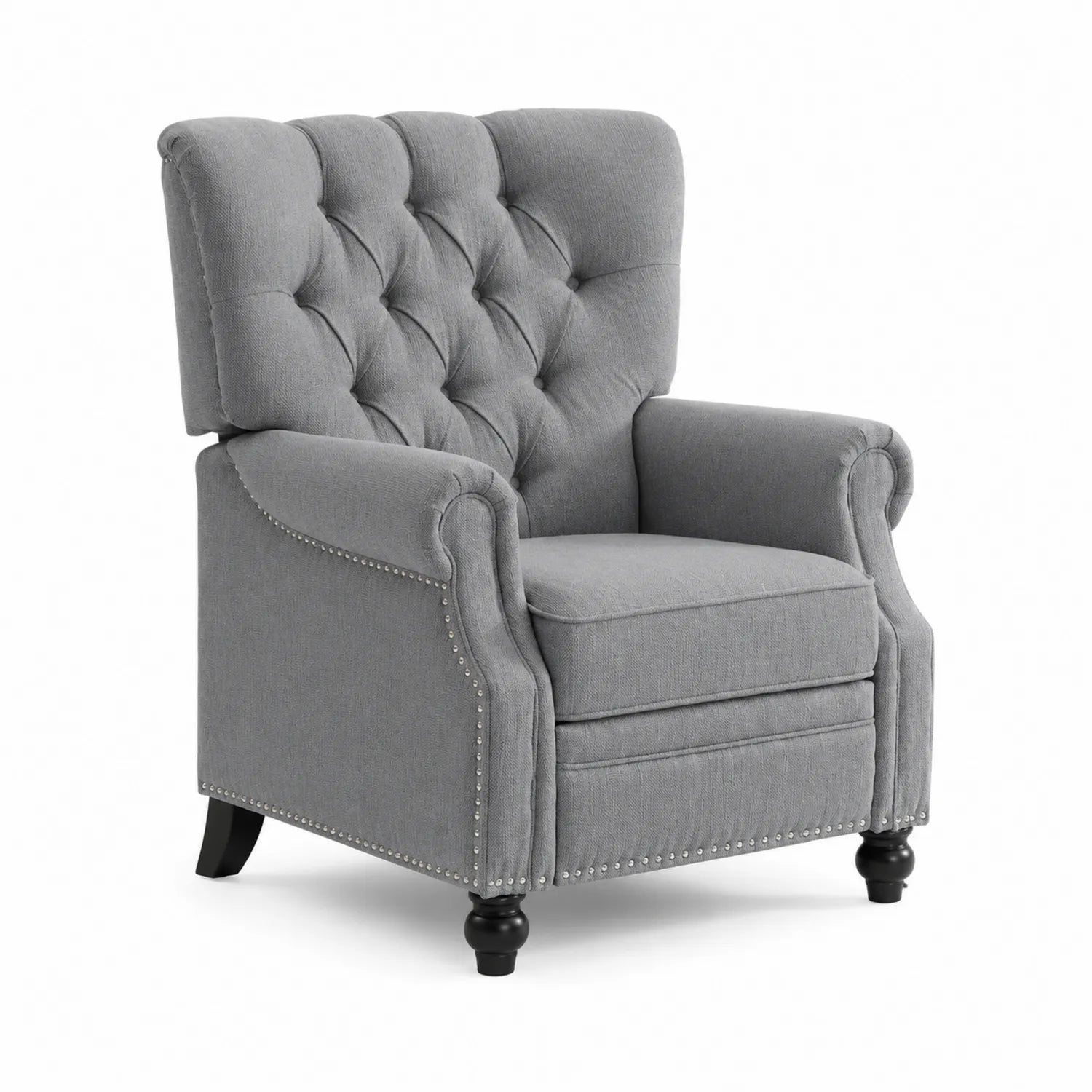 Stoff Sessel Grau mit Massivholzbeinen