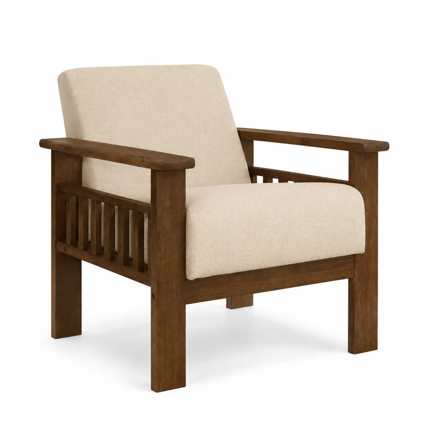 Sessel aus Holz und Stoff Beige