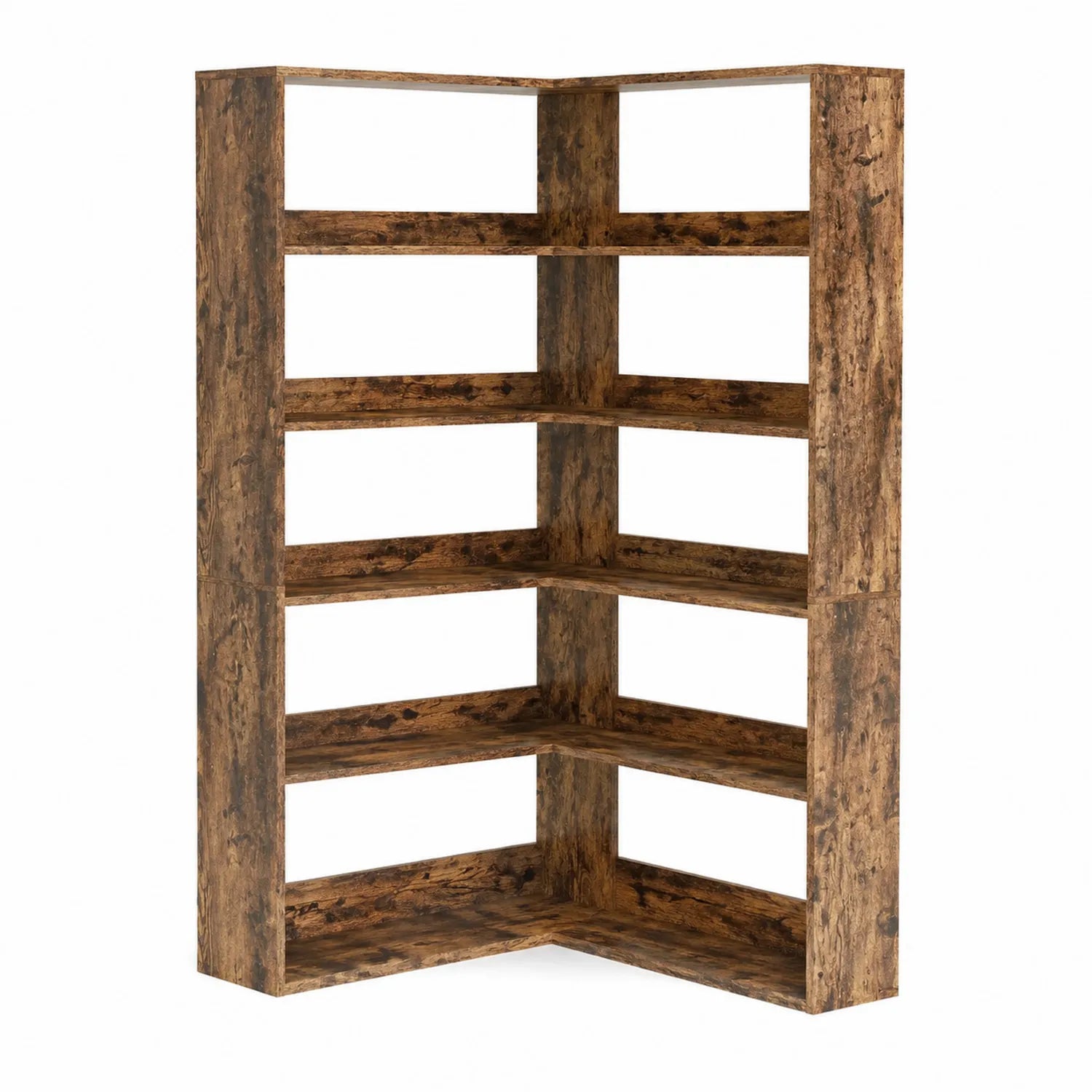 Eck-Bücherregal MDF Holzoptik L-Form 5 Ebenen 165cm Rustikale Eiche