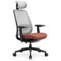 Ergonomischer Bürostuhl mit Netzrücken und Kopfstütze, Schwarz/Orange