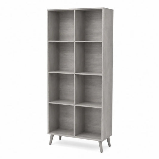 Bücherregal Grau MDF 8 Fächer