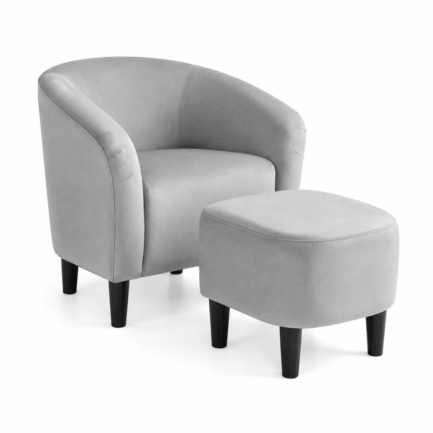 Sessel mit Hocker Set Grau Samt