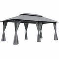 Gartenpavillon mit Stahlrahmen und Polyesterdach Grau 4x3m