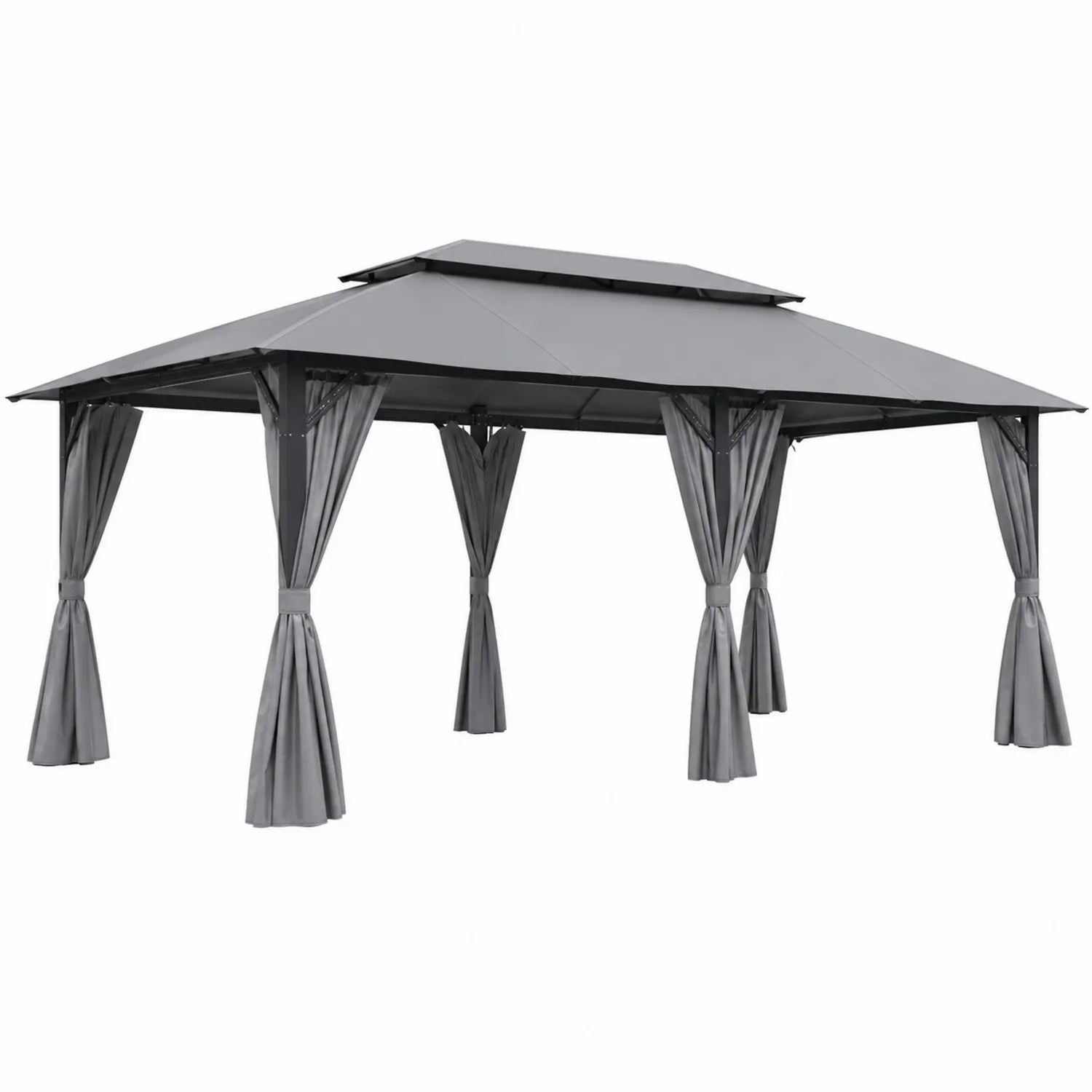 Gartenpavillon mit Stahlrahmen und Polyesterdach Grau 4x3m