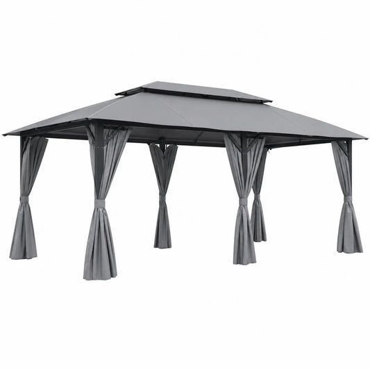 Gartenpavillon mit Stahlrahmen und Polyesterdach Grau 4x3m