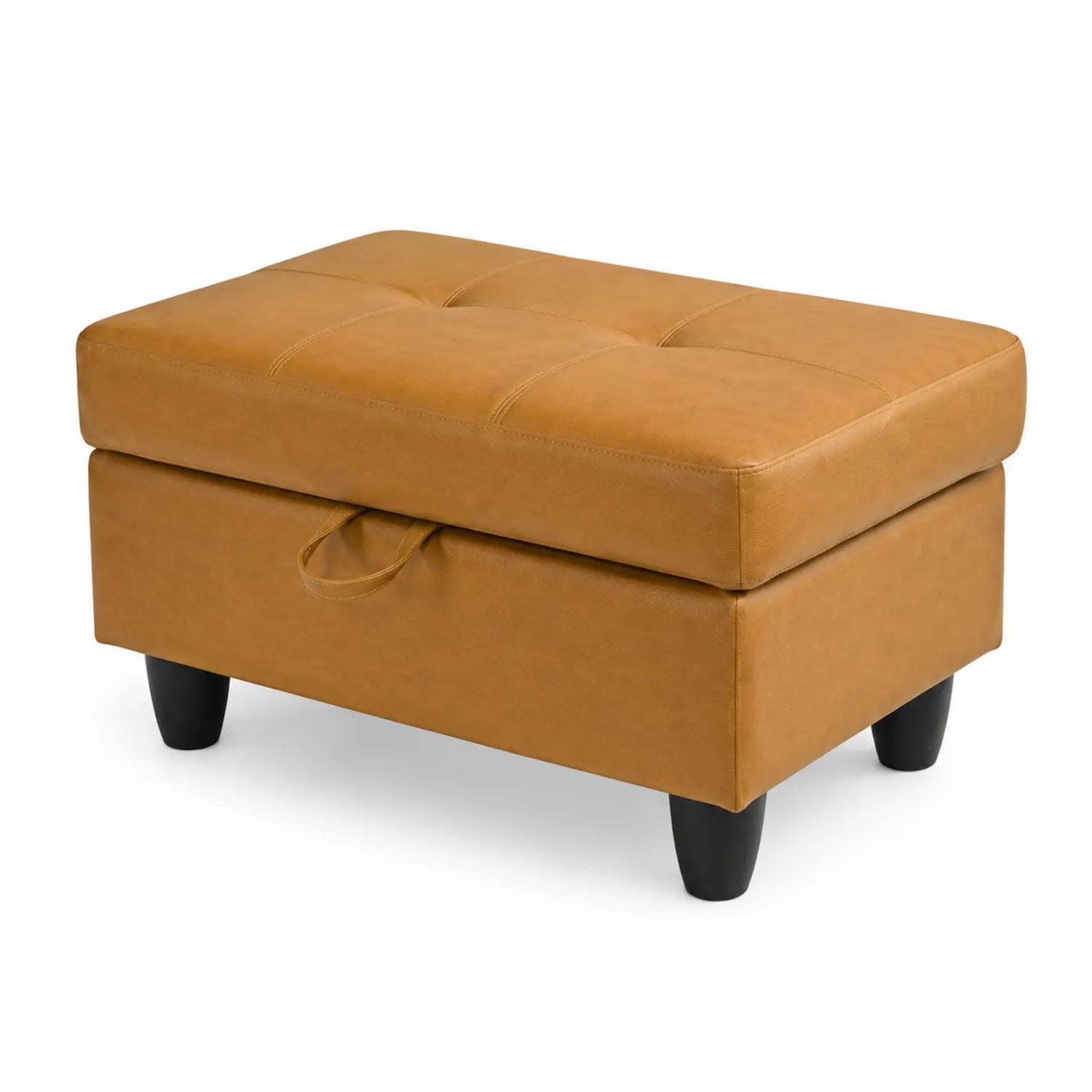 Ottomane mit Stauraum Kunstleder Braun 90x50x45 cm
